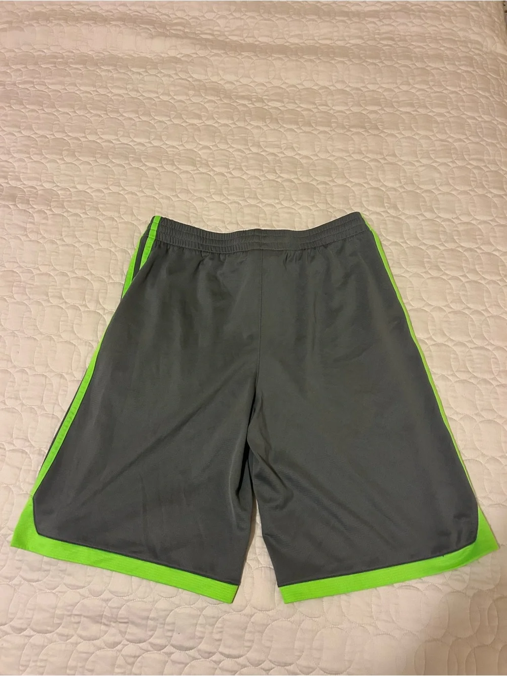 adidas Gray Athletic Shorts with Neon Green Accents